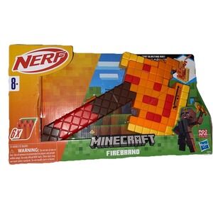 Minecraft Dungeons Nerf Gun Firebrand Dart Blasting Axe & 6 Nerf Darts NIB